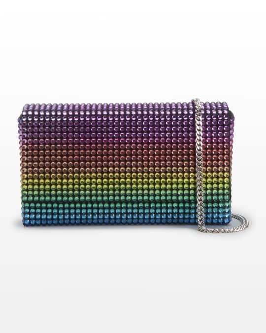 Amina Muaddi Super Amini Paloma Rainbow Crystal Clutch Bag | Neiman Marcus