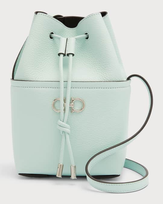 Ferragamo Gancini Mini Drawstring Leather Bucket Bag | Neiman Marcus