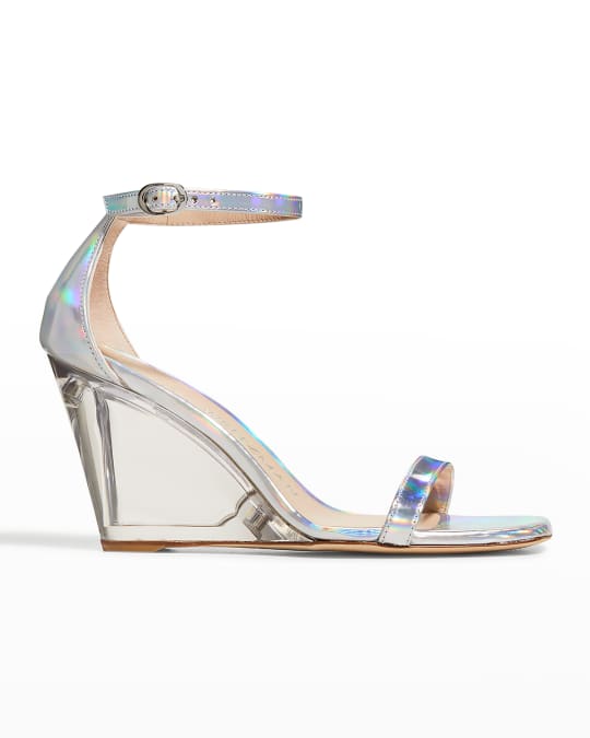 Holographic wedge sandals online