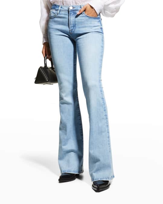 FRAME Le High Flare High-Rise Faded Flare Jeans | Neiman Marcus
