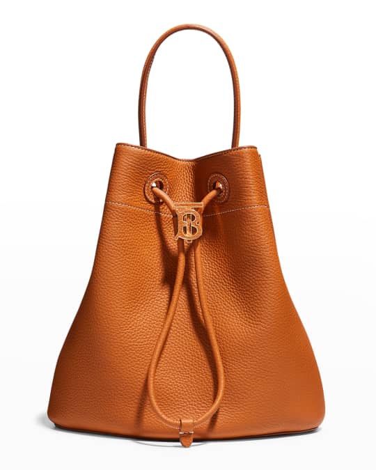 Small leather drawstring bucket bag by Burberry