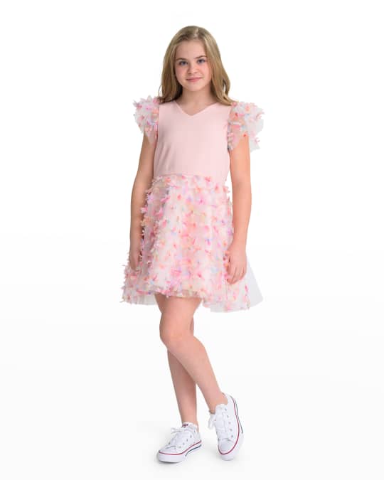 Zoe Girl's Rachel Knit Bodice Dress with 3D Bows and Puff Sleeves, Size  7-16 | Neiman Marcus