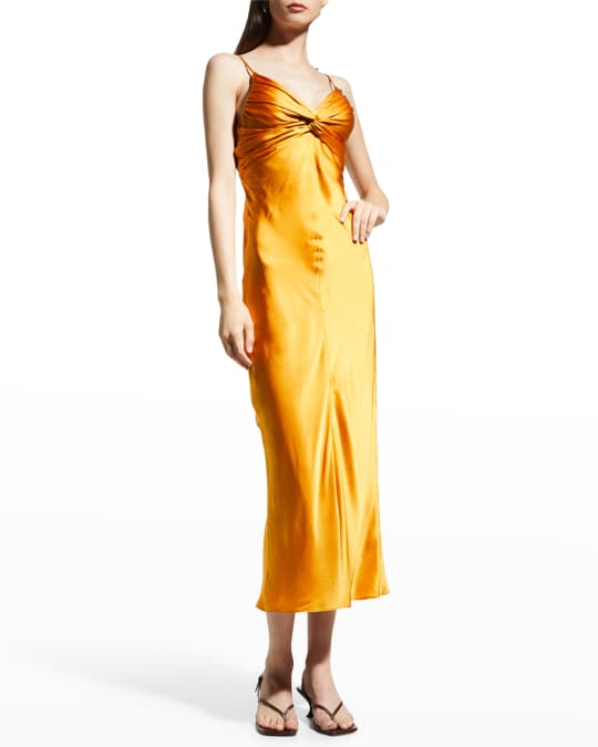 Tove Sofia Silk Front Twist Midi Dress Neiman Marcus