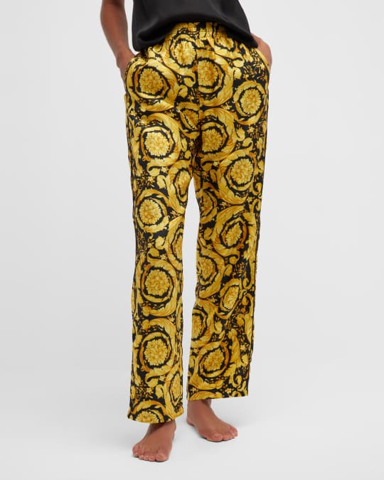 Barocco Print Silk Pajama Pants