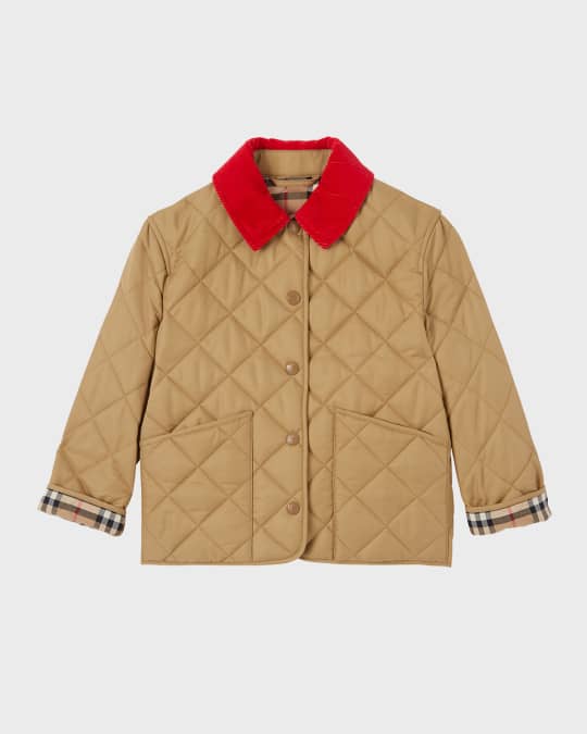 Burberry Kid's Daley Diamond Quilted Jacket, Size 3-14 | Neiman Marcus