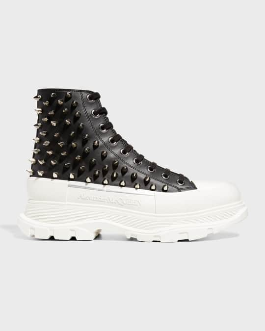 Alexander McQueen Tread Slick logo-print High-Top Leather Trainers Black/White