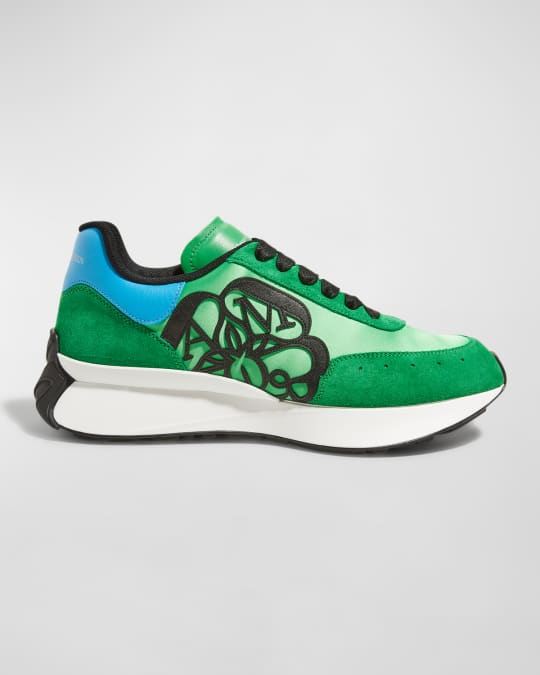 Alexander McQueen Men s AM Logo Applique Viscose Runner Sneakers Neiman Marcus