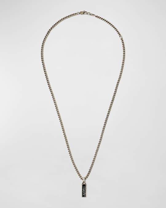 Men's Enamel Logo Pendant Chain Necklace