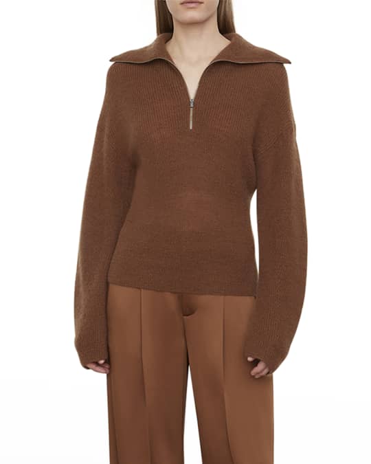Half Zip Ribbed Pullover Top