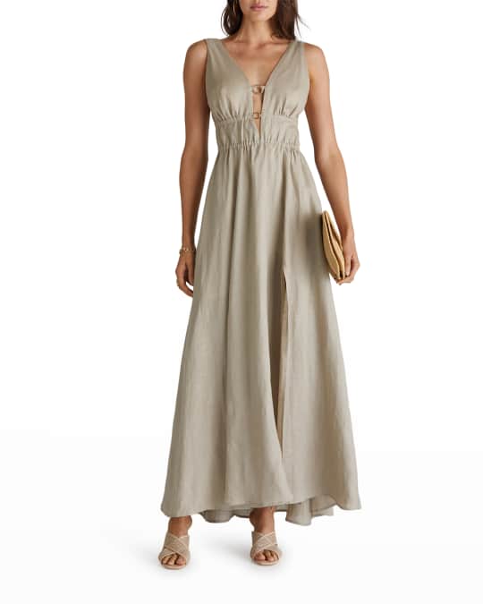 chinese dress ladies Aqua Linen Dress – Style Me Luxe main image 1