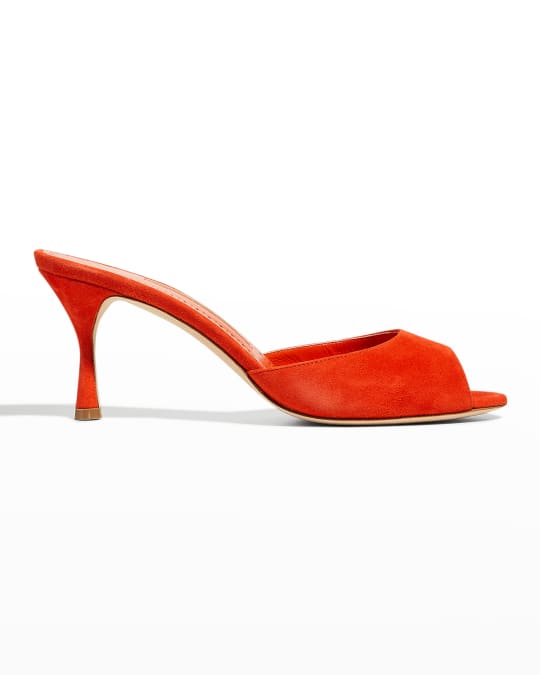 Manolo Blahnik Jada Suede Mule Sandals | Neiman Marcus