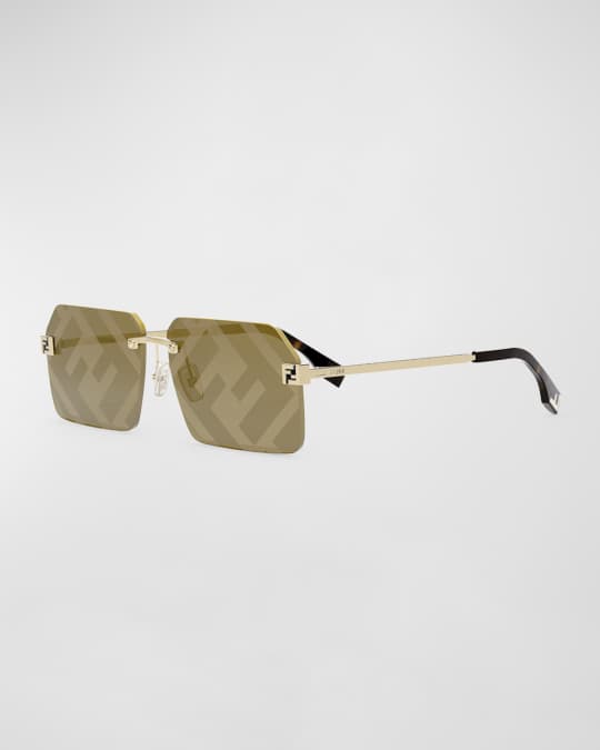 Fendi Embellished O'Clock Logo Rectangle Sunglasses