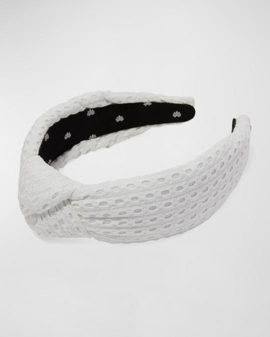 Lele Sadoughi Eyelet Knotted Headband | Neiman Marcus display picture 2