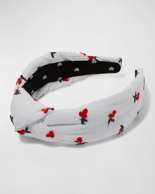 Lele Sadoughi Knot Cherry Embroidered Headband | Neiman Marcus