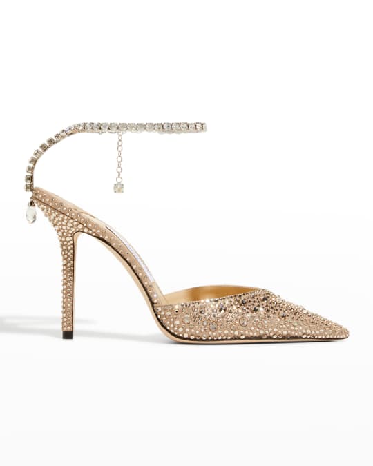 Saeda Crystal Ankle Strap Pumps