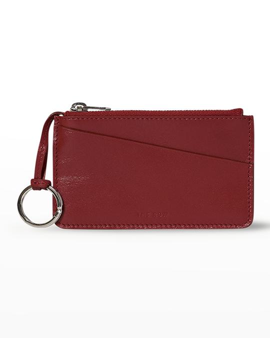 THE ROW Zipped Key Chain Wallet in Shiny Box Calfskin | Neiman Marcus