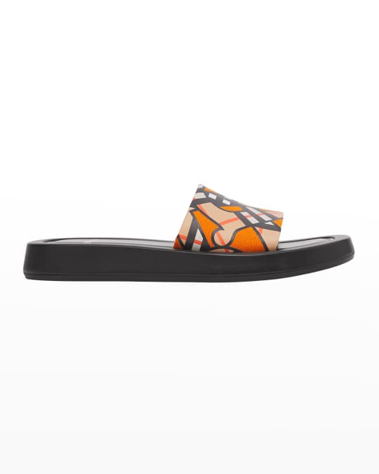 Burberry Buckingham Monogram Slide Sandals Neiman Marcus