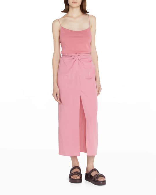 Vince knot silk midi skirt outlet