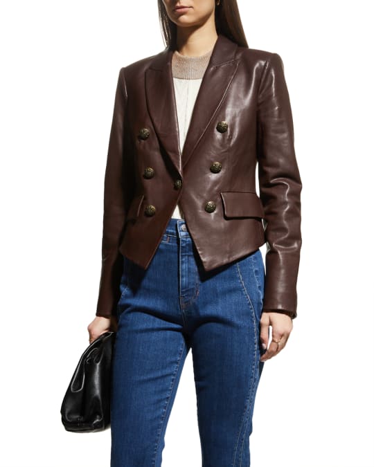 Veronica beard cooke leather jacket top