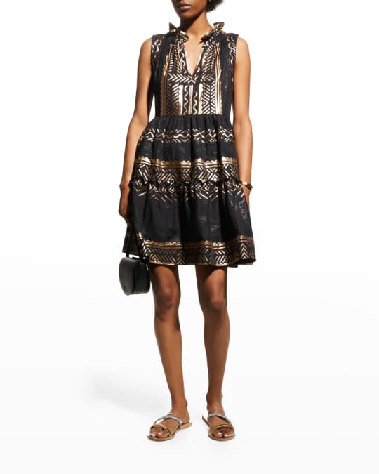 LACE The Label Metallic Geometric-Print Mini Dress | Neiman Marcus