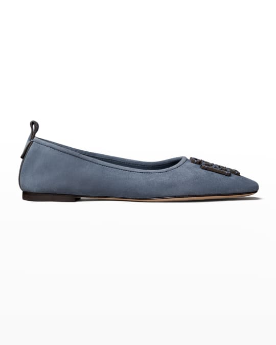Ines Suede Medallion Ballerina Flats