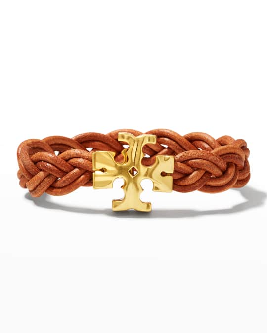 Tory Burch Woven Bracelet, Brown/Gold Neiman Marcus
