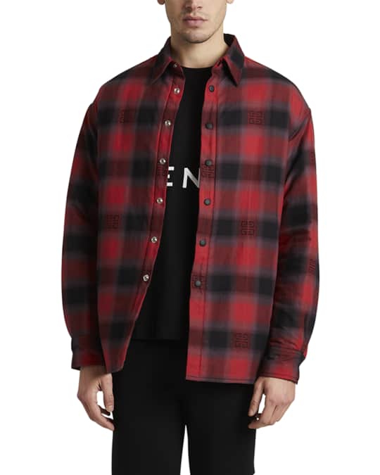 Givenchy Men s 4G Plaid Shirt Jacket Neiman Marcus