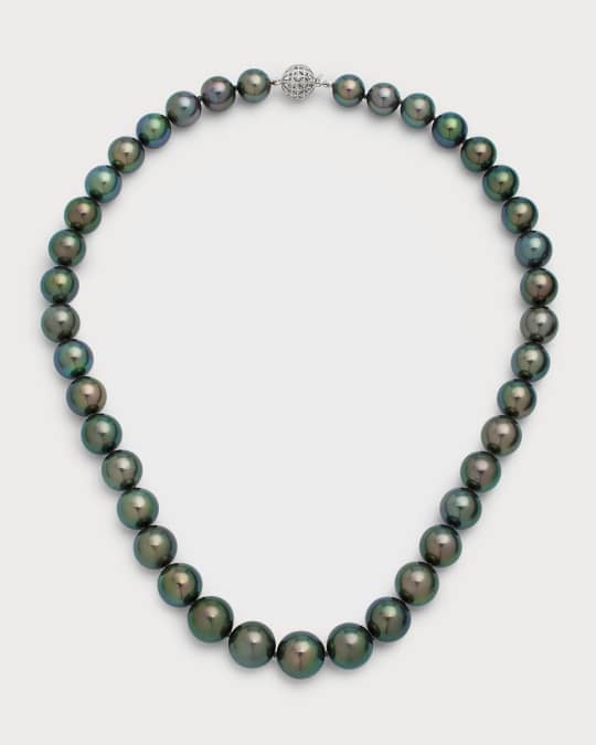 Belpearl 18k White Gold Tahitian Peacock Color Pearl Necklace