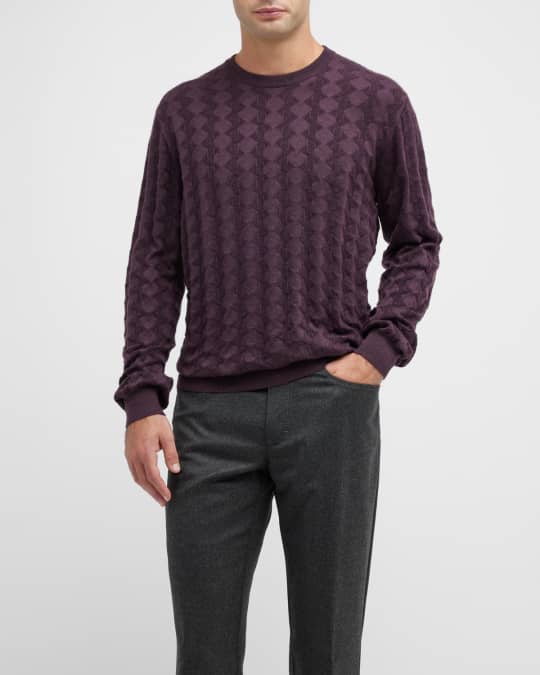 Stefano Ricci Men's Cashmere-Silk Geometric Crewneck Sweater | Neiman ...