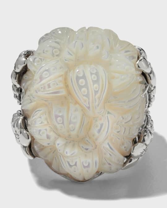 Stephen Dweck Hand Carved Mother of Pearl Double Shank Ring Neiman Marcus