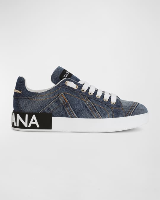 Dolce&Gabbana Portofino Denim Patchwork Sneakers Neiman Marcus