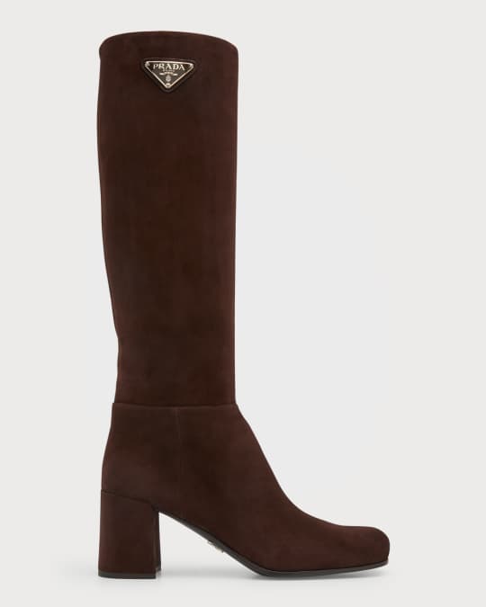 Suede Block Heel Knee Boots