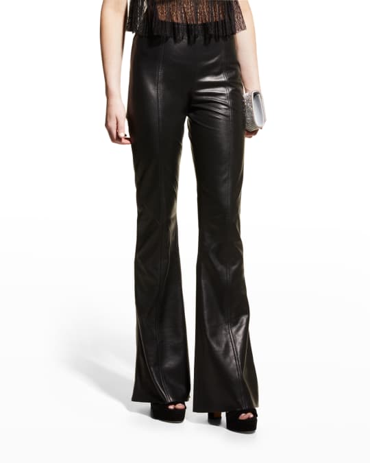 Alberta Ferretti Paneled Flare Leather Trousers Neiman Marcus