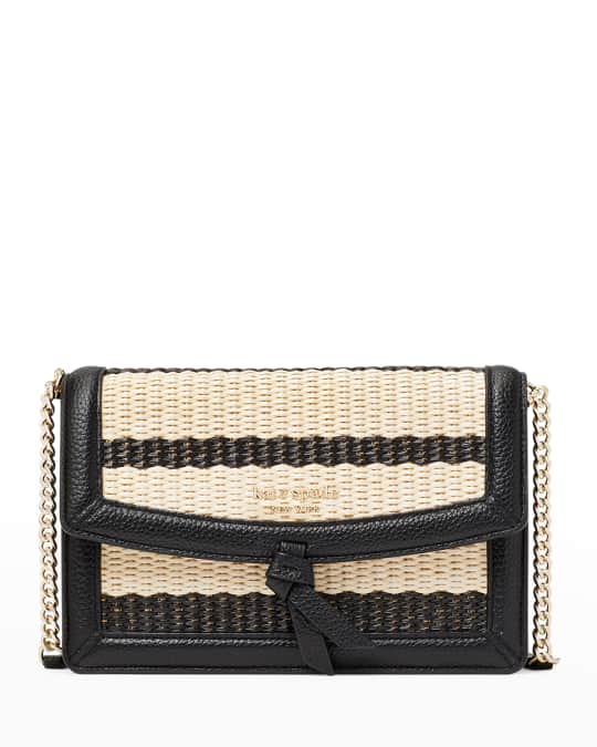 kate spade new york knott flap striped straw crossbody bag Neiman Marcus