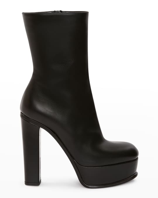 Alexander McQueen Lux Calfskin Platform Ankle Booties | Neiman Marcus