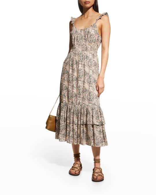 strapless open back dress Theiria Pleated Tiered Midi Dress main image 1