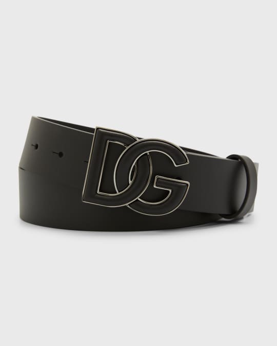Dolce&Gabbana Men's DG-Buckle Leather Belt | Neiman Marcus