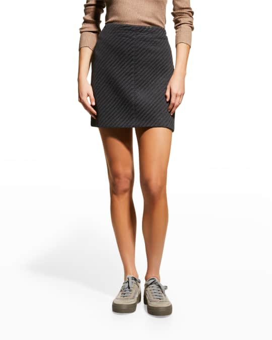 Brunello Cucinelli Micro Sequined Diagonal Mini Skirt | Neiman Marcus
