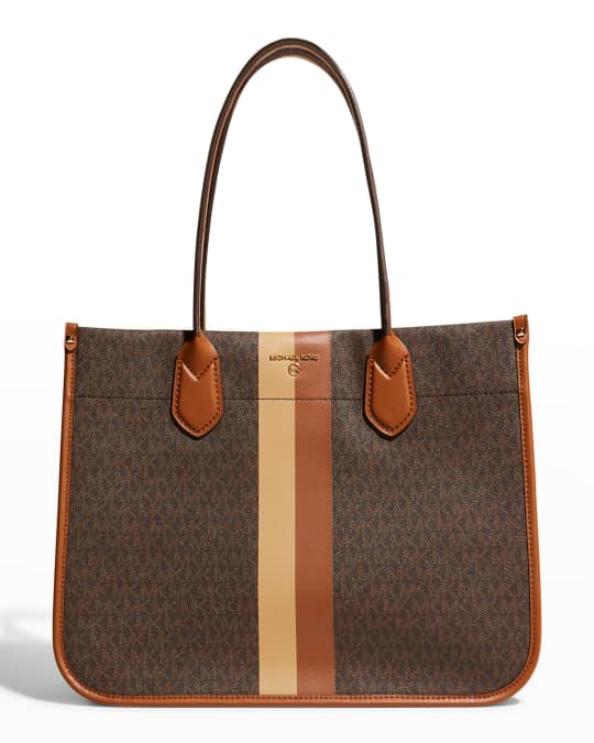 【ほぼ新品】MICHAEL KORS トートバッグ Heidi ラージ A4 MICHAEL Michael Kors Heidi Large Monogram Striped Tote Bag
