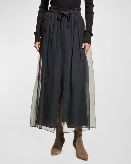 Brunello cucinelli tulle midi skirt outlet