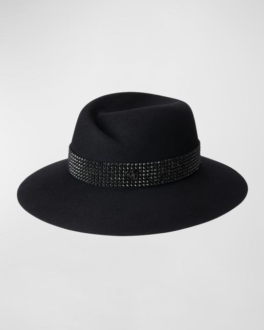 Maison Michel Virginie Large-Brim Strass Felt Hat | Neiman 