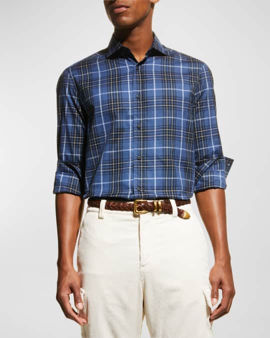 Brunello Cucinelli Men's Spread Collar Dress Shirt Neiman Marcus