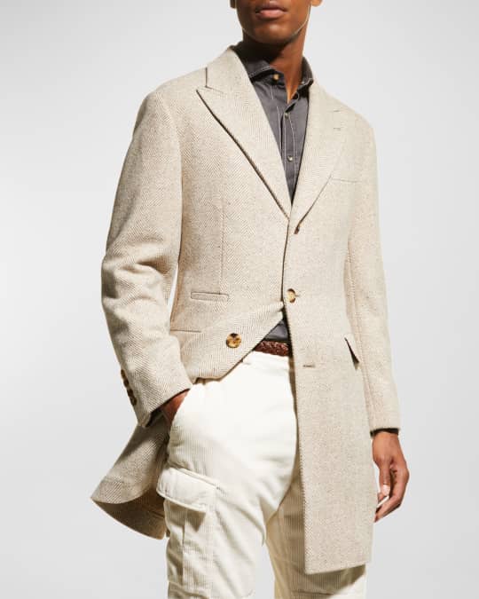 Peak lapel overcoat mens store