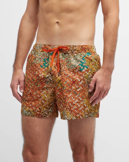 Burberry Monogram-print Knee-length Swim Shorts in Blue for Men