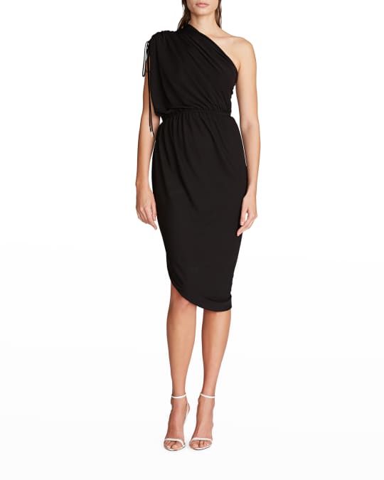 Halston Bev One-Shoulder Ruched Jersey Dress | Neiman Marcus