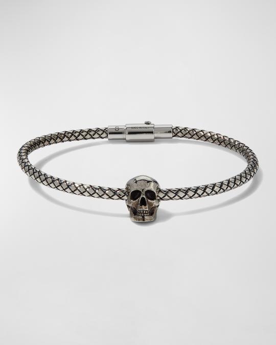 McQueen Men's Metal Cord Skull Charm Bracelet | Neiman Marcus
