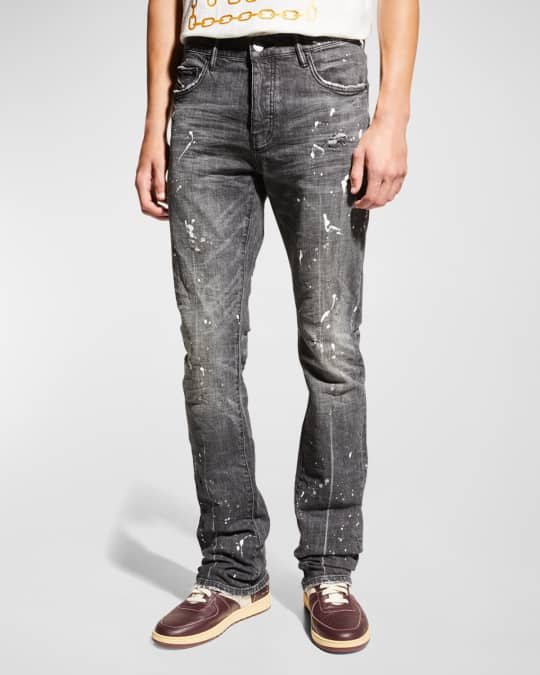 Men s Straight Leg Jeans with Paint Splatter