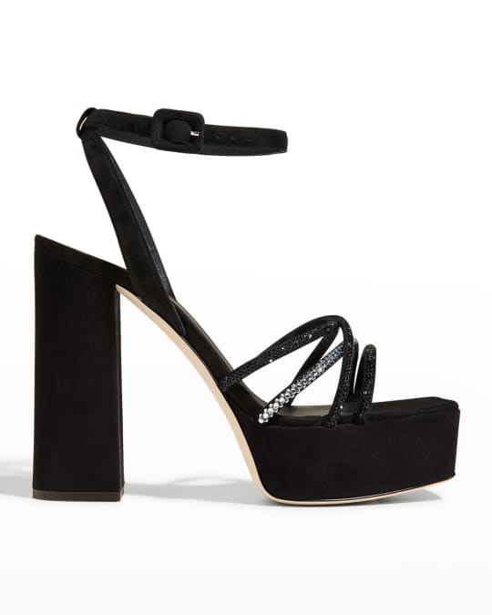 Giuseppe Zanotti Crystal Ankle-Strap Platform Sandals | Neiman Marcus