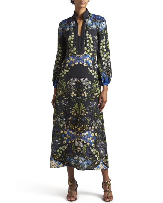 Etro Tuiga Floral-Print Midi Dress | Neiman Marcus
