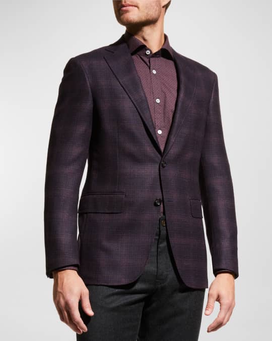 Canali Men s Plaid Wool Sport Coat Neiman Marcus